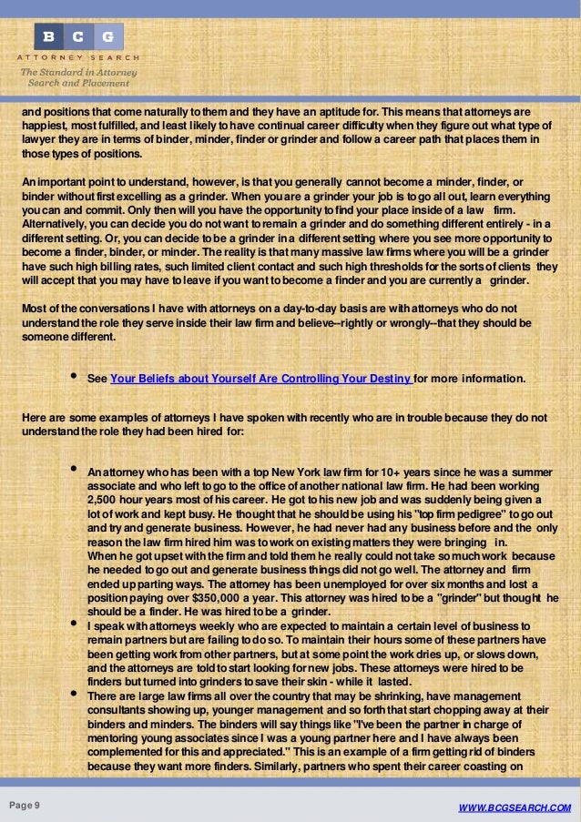 The Four Types of Attorneys The Finder, Minder, Binder and Grinder