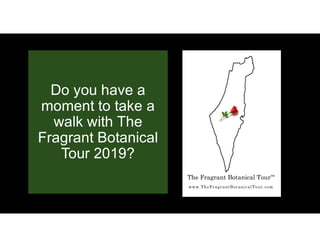 Do you have a
moment to take a
walk with The
Fragrant Botanical
Tour 2019?
 