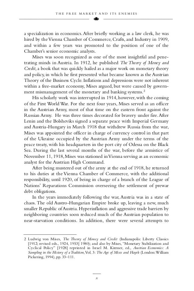 Ludwig Von Mises The Free Market And Its Enemies Pseudo - 