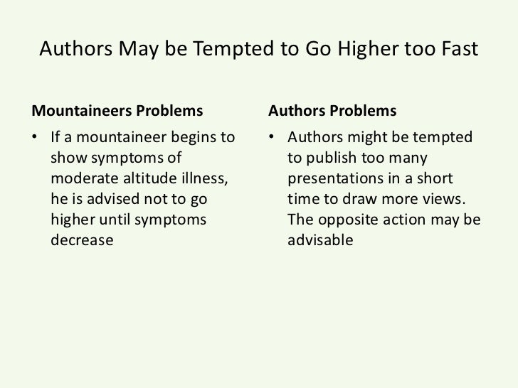 Authors May be Tempted to Go Higher too Fast<br />Mountaineers Problems<br />If a mountaineer begins to show symptoms of m...