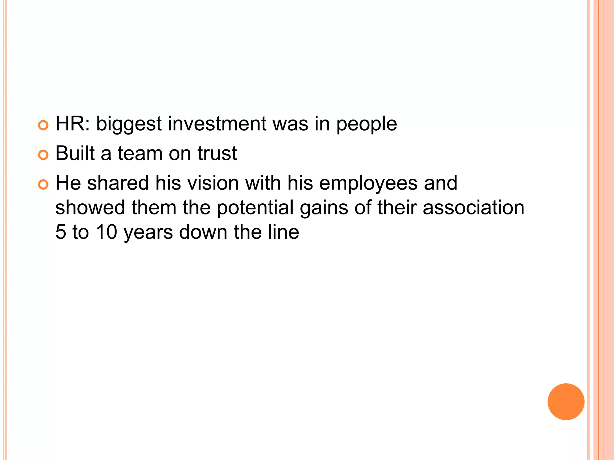 The cultures resto loungeHad zero prior knowledge in the restaurant business Travelled across cities talking to restaurant owners and understanding the businessEstablished the cultures resto lounge in Fun Republic MallInvested a lot of money into the systems, processes and POS and accepted that breaking even will take some time