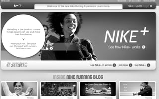 Marketing is the product: create
things people can use and make
        their lives better.
              >




   Hear your run. See your
  run. Connect with runners.
        90% reco rate
 