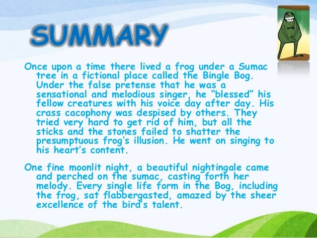 the frog the nightingale The poem the frog and the nightingale - a descriptive summary in the poem, “the frog and the nightingale” the poet vikram seth has adopted the features of modern poetry in following the pattern of mixed metre and free verse. the frog the nightingale The poem the frog and the nightingale - a descriptive summary in the poem, “the frog and the nightingale” the poet vikram seth has adopted the features of modern poetry in following the pattern of mixed metre and free verse.