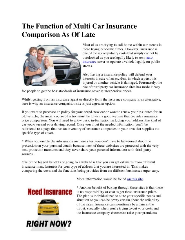 The Function Of Multi Car Insurance Comparison As Of Late