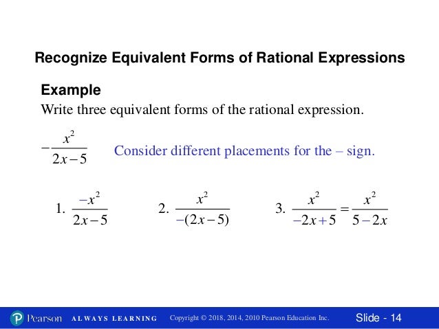 Section 14.1 The fundamental property of rational expressions