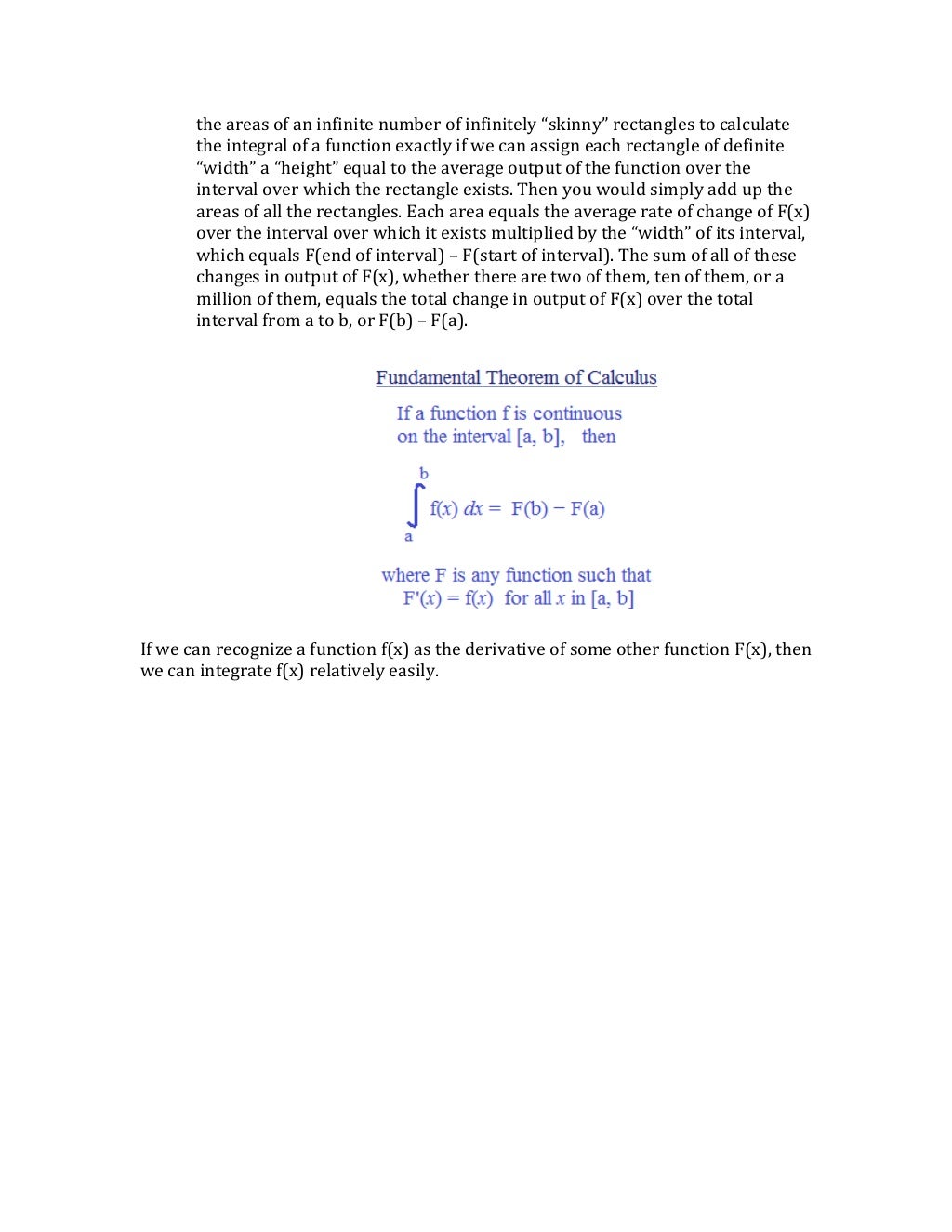 The fundamental relationship between derivatives and integrals
