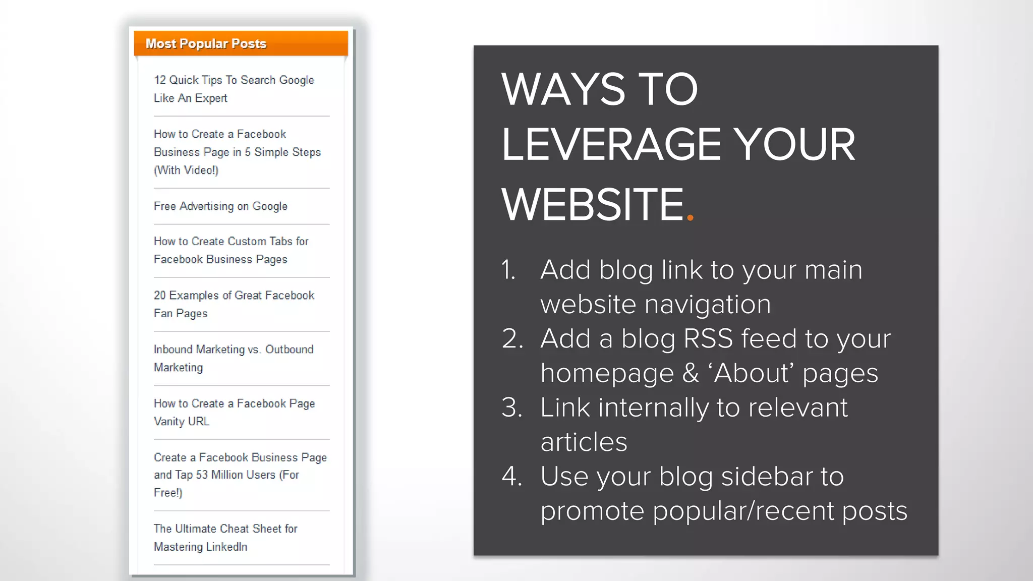 RESOURCES
1  An Introduction to Business Blogging [eBook]
2  15 Business Blogging Mistakes & Easy Fixes [eBook]
3  HubSpot’s Blog Topic Generator [online tool}
4  7 Elements of a Blog You Need To Include to be
Successful [blog post]
5  How to Think Up a Year’s Worth of Blog Post Topics in
an Hour [blog post]
 