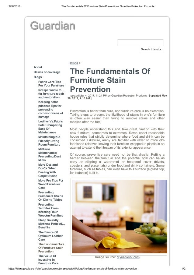 The fundamentals of furniture stain prevention guardian protection products