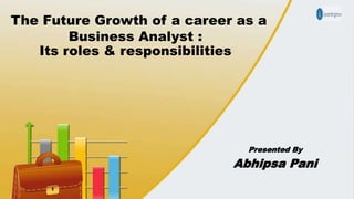 The Future Growth of a career as a
Business Analyst :
Its roles & responsibilities
Presented By
Abhipsa Pani
 