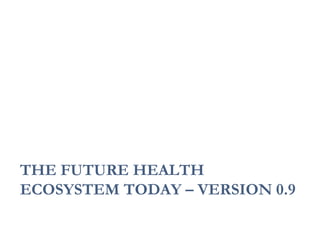 1 | @chasedave
> The Future Health Ecosystem Today
> Current Problems
> Clinical Care
> Patient-Centric Care
> Wellness & ...