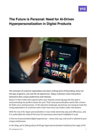 Need for AI-Driven Hyperpersonalization in Digital Products | PDF