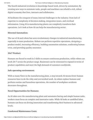 The future of artificial intelligence in manufacturing industries | PDF