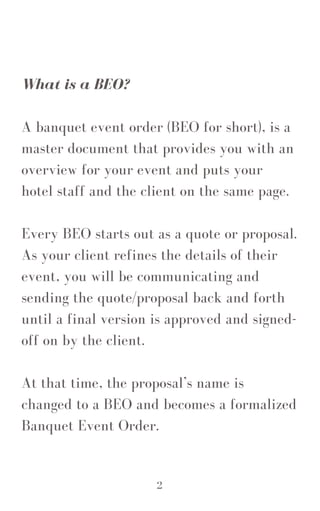 The Future of Banquet Event Orders (BEOs) | PDF