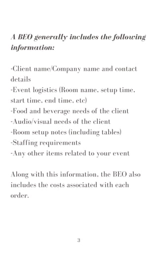 what is a beo in catering and how will it boost... The Future of Banquet Event Orders (BEOs) | PDF