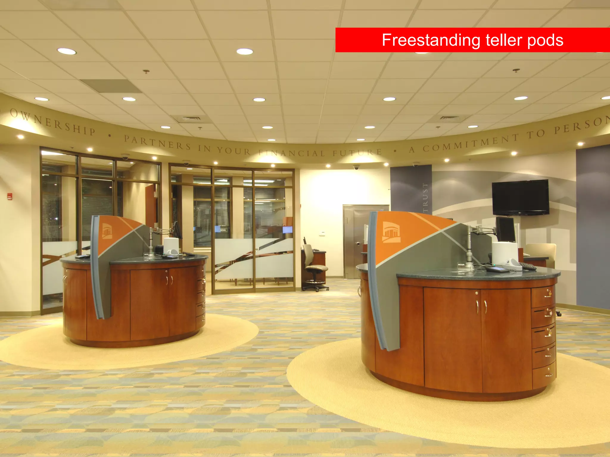 Freestanding teller pods 