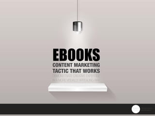 EbooksContent marketing
tactic that works
demonstrate creative expertise
in a more visually appealing way
 