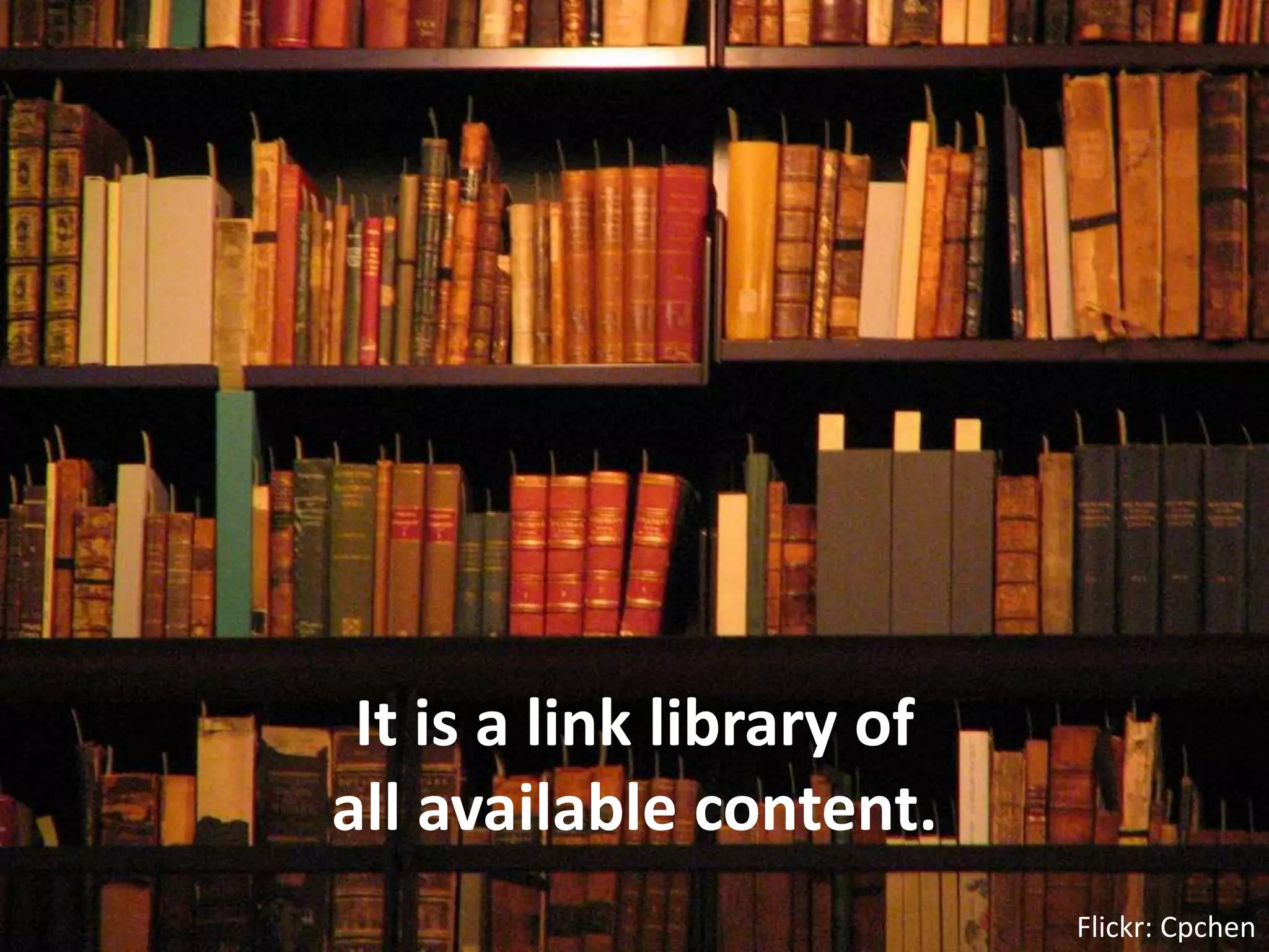 It is a link library of all available content.Flickr: Cpchen