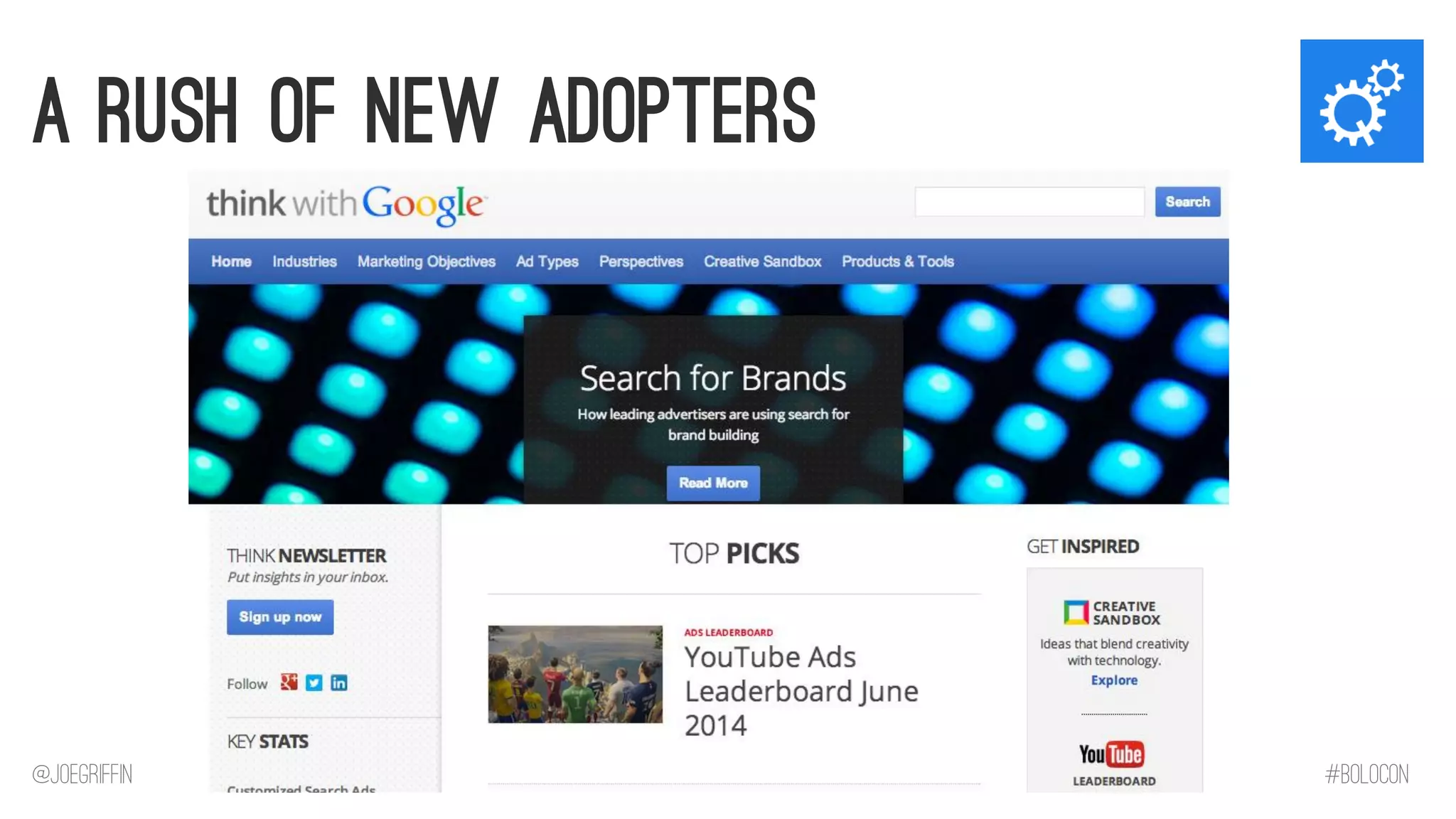 A rush of New Adopters 
@JoeGriffin 
#BOLOCON  