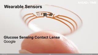 Page © 2014 Ahead of Time GmbHAhead of Time
54
Wearable Sensors
Glucose Sensing Contact Lense
Google
 