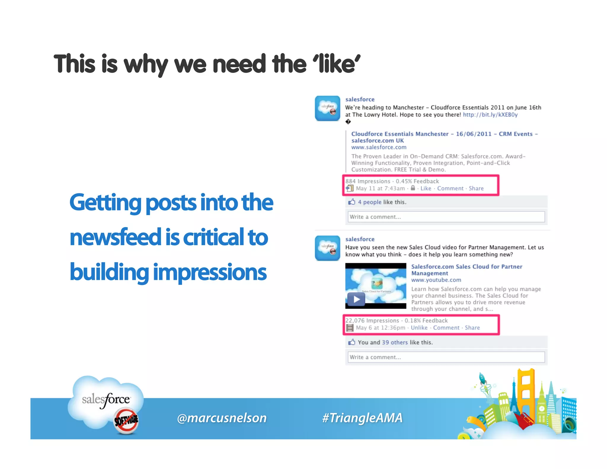 This is why we need the ‘like’




 Getting posts into the
 newsfeed is critical to
 building impressions
 