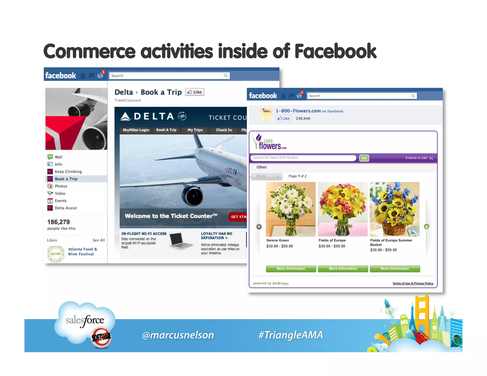 Commerce activities inside of Facebook
 