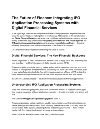 The Future of Finance_ Integrating IPO Application Processing Systems ...