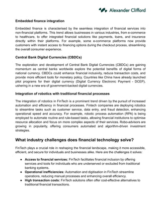 The future of financial technology (FinTech) - Trends and Predictions | PDF
