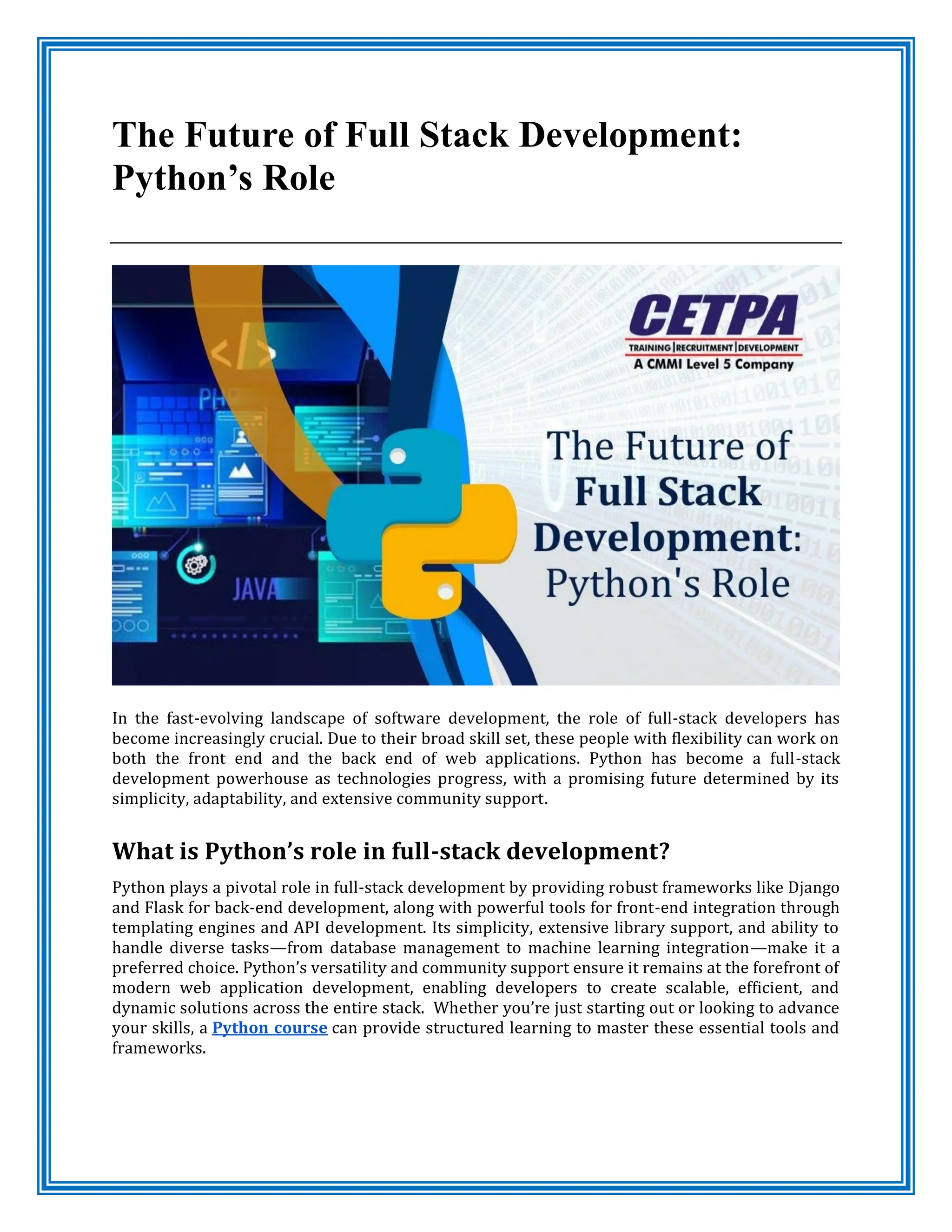 The Future of Full Stack Development: Python’s Role | PDF
