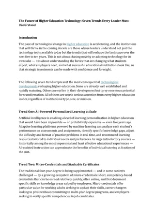 The Future of Higher Education Technology Seven Trends Every Leader ...