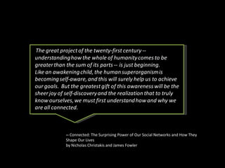 --  Connected: The Surprising Power of Our Social Networks and How They Shape Our Lives  by Nicholas Christakis and James Fowler 