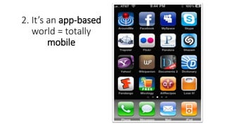2. It’s an app-based
world = totally
mobile
 