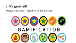 3. It’s gamified!
We love competition – against others and ourselves
 