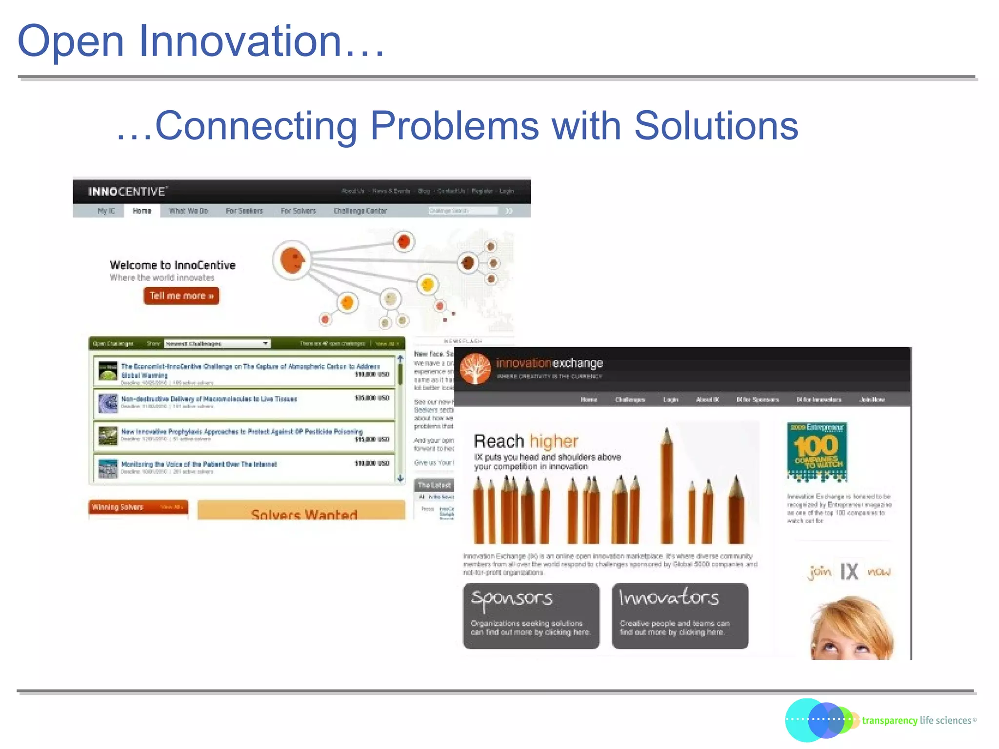 Open Innovation…
…Connecting Problems with Solutions
 