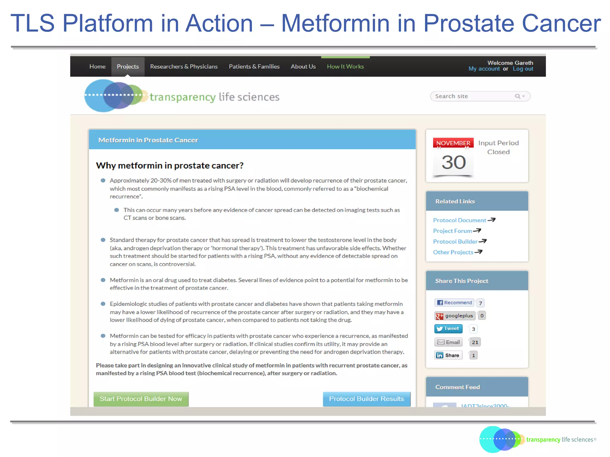 TLS Platform in Action – Metformin in Prostate Cancer
 