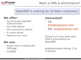 The future of OpenERP. Open Days 2013 keynote presentation. Fabien Pinckaers (OpenERP CEO)