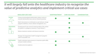 It will largely fall onto the healthcare industry to recognize the 
value of predictive analytics and implement critical u...
