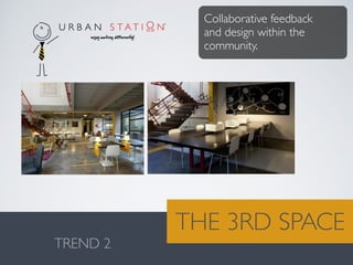 Valentina González · MiguelVieira
TREND 2
THE 3RD SPACE
Collaborative feedback
and design within the
community.
 