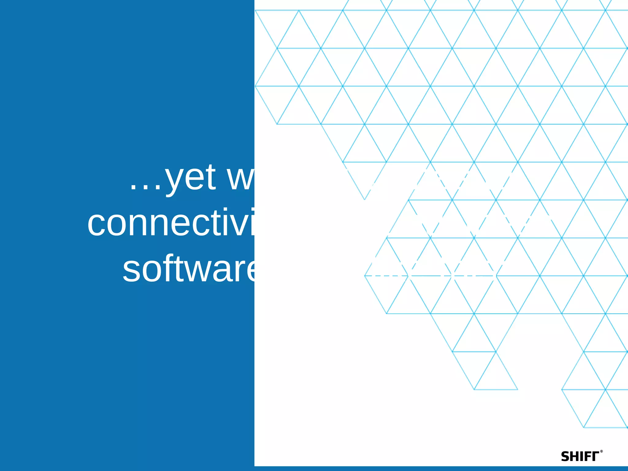 …yet when it comes to
connectivity, most business
software feels like this:
 