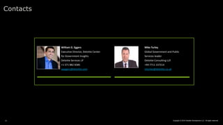 Copyright © 2018 Deloitte Development LLC. All rights reserved.22
William D. Eggers
Executive Director, Deloitte Center
for Government Insights
Deloitte Services LP
+1 571 882 6585
weggers@deloitte.com
Contacts
Mike Turley
Global Government and Public
Services leader
Deloitte Consulting LLP.
+44 7711 137213
mturley@deloitte.co.uk
 