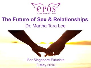 PRESENTATION NAME
The Future of Sex & Relationships
For Singapore Futurists
8 May 2016
Dr. Martha Tara Lee
 