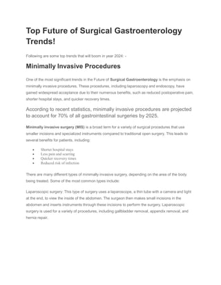 The Future Of Surgical Gastroenterology Trends And Predictions | PDF