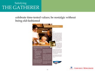 Satisfying
THE GATHERER
    celebrate time-tested values; be nostalgic without
    being old-fashioned




                              77
 