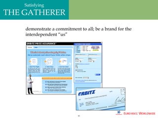 Satisfying
THE GATHERER
    demonstrate a commitment to all; be a brand for the
    interdependent “us”




                             83
 