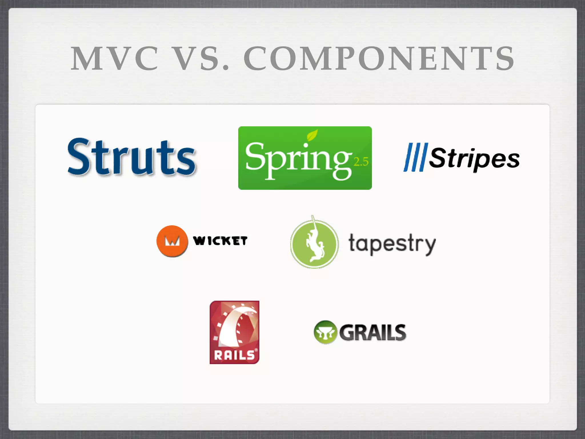 MVC VS. COMPONENTS
 