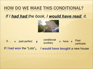 If I had had the book, I would have read it.




 If …   +   past perfect   ,    conditional
                             ...
