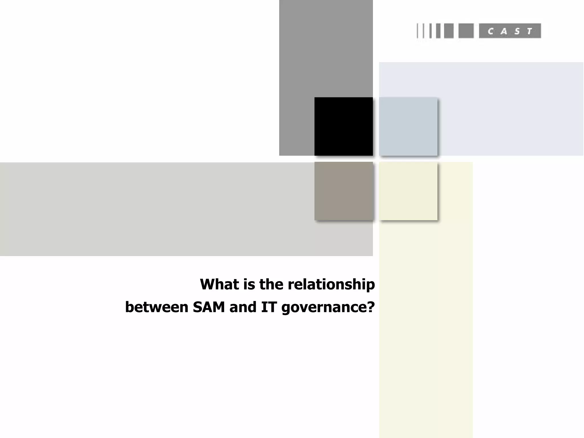 What is the relationship
between SAM and IT governance?
 