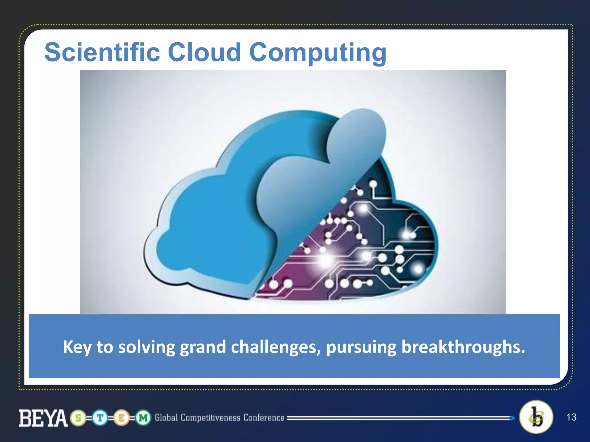 Scientific Cloud Computing
13
Key to solving grand challenges, pursuing breakthroughs.
 