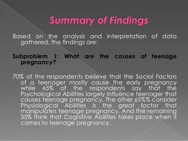 Causes Of Teenage Pregnancy