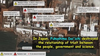 In Japan, Fukushima Dai'ichi destroyed
the relationship of trust between
the people, government and science.
 