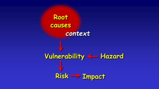 Root
causes
Vulnerability Hazard
Risk Impact
context
 